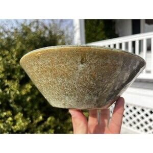 Midcentury Modern Studio Pottery Vintage Green Brown Blue Glaze Fruit Dish Bowl